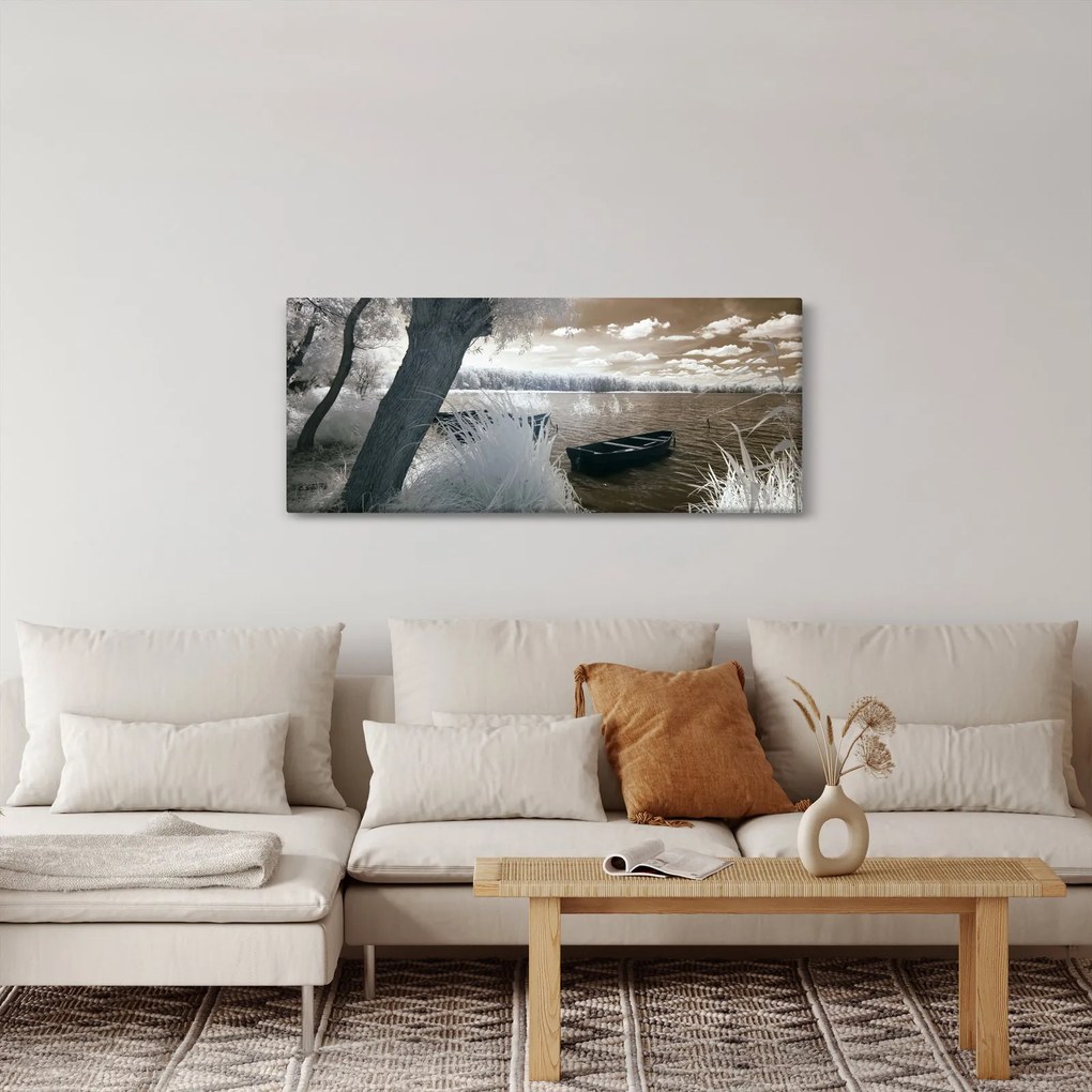 Egy csónak képe a tavon (120x50 cm)
