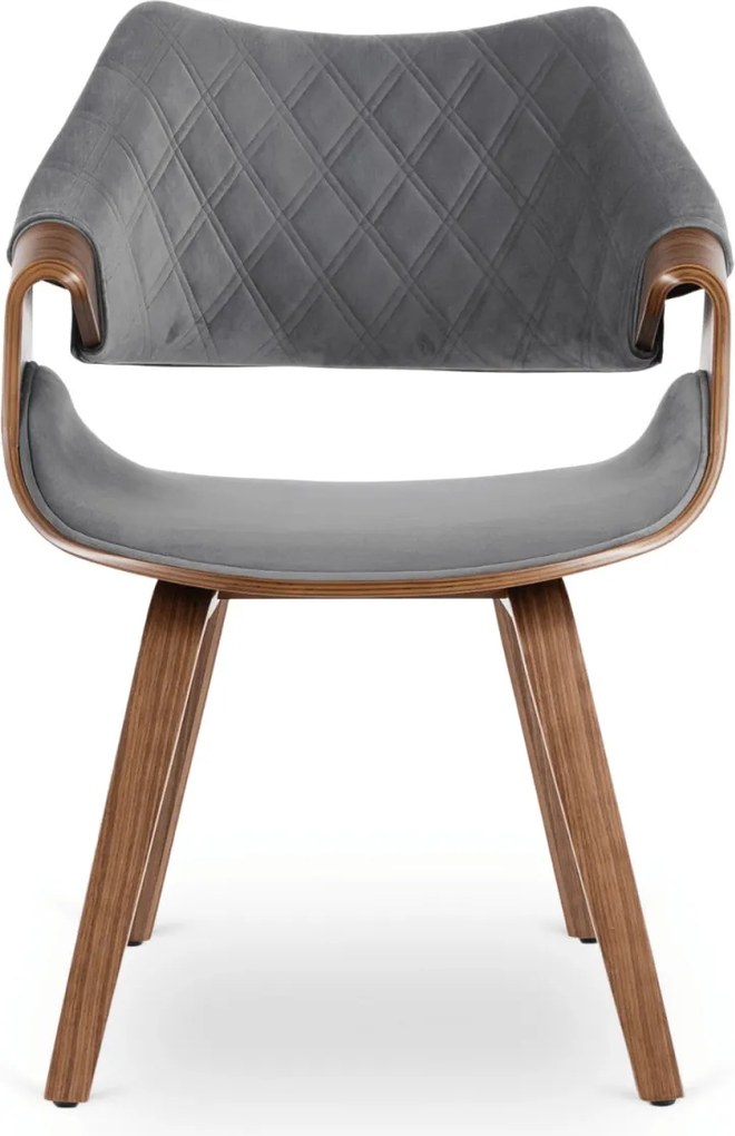 LUISE bársony szék szürke / dió színben