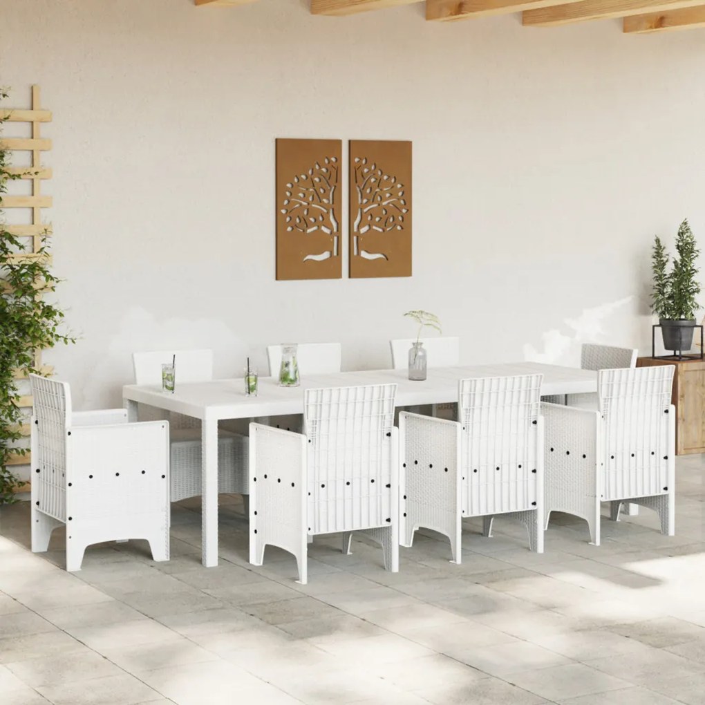 Kert Asztal Fehér 250x100x73 cm Poly Rattan, Kert Asztal Fehér 100x100x73 cm Poly Rattan, Kert Asztal Fehér 150x100x73 cm Poly Rattan