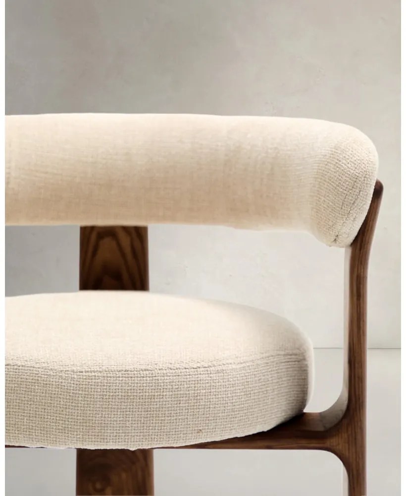 Barna-bézs kőrisfa karfás étkezőfotel Granite – Kave Home