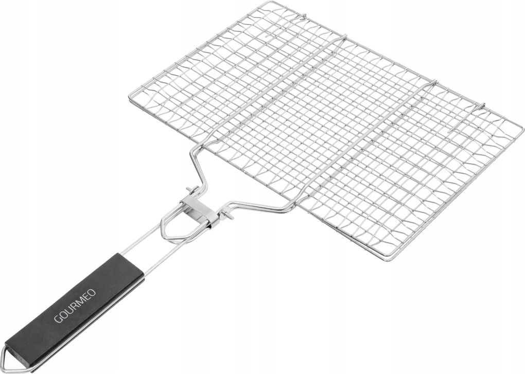 Rozsdamentes Acél Grillrács 32x22 cm Halakhoz És Zöldségekhez Fogantyúval