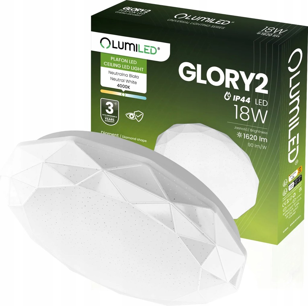 Plafon Led Panel Falra szerelhető Mennyezeti Lámpa Lámpatest Gyémánt 18W IP44