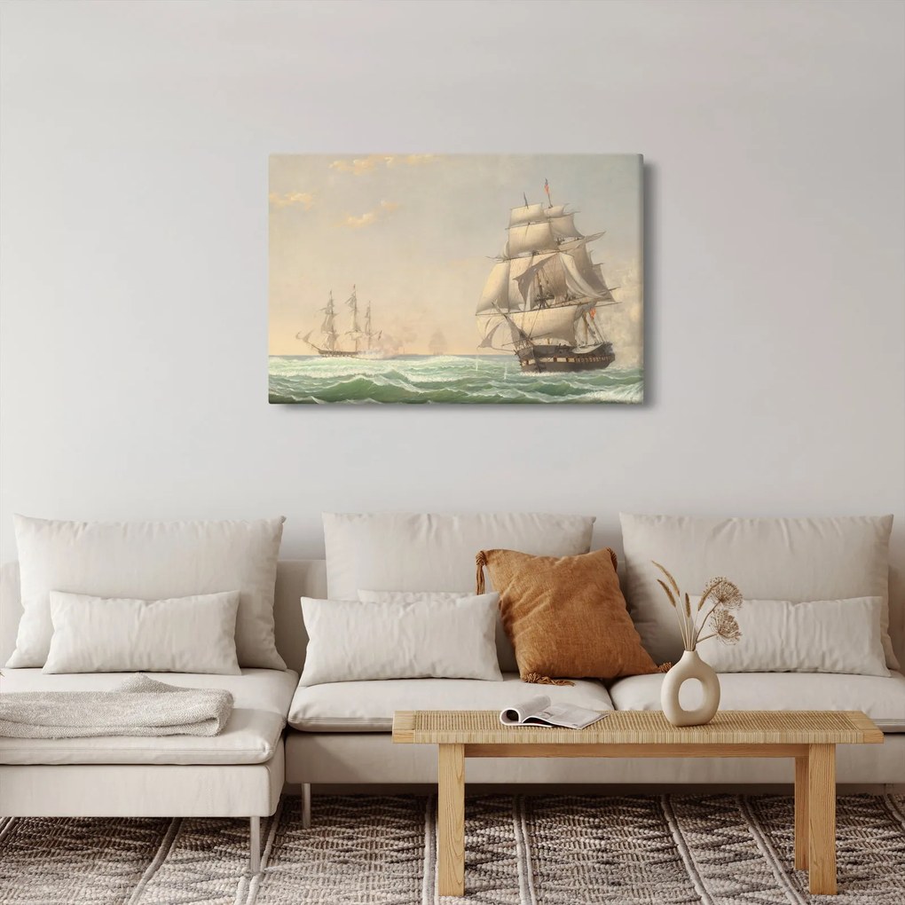 Kép - Fitz Henry Lane, The United States Frigate President Engaging the British Squadron, reprodukciók (90x60 cm)