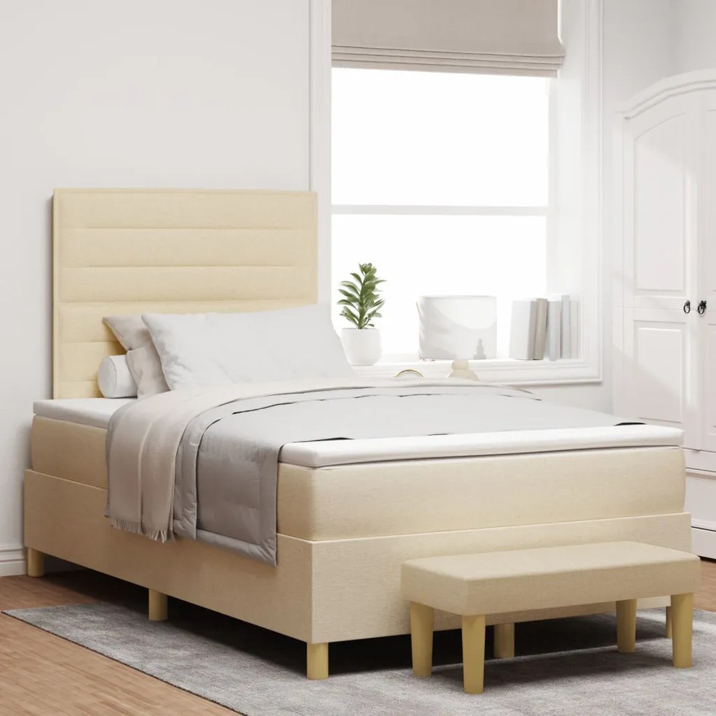 Box Spring ágy matraccal & pad krém 120x190 cm szövet
