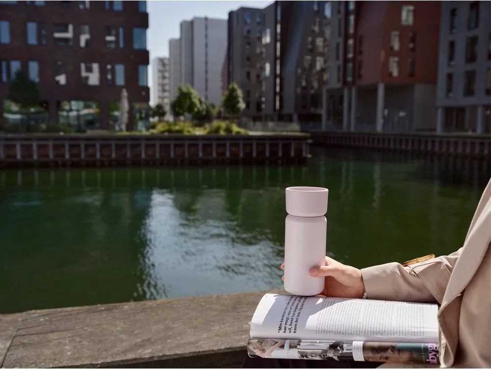 Világos rózsaszín rozsdamentes acél termobögre 400 ml Singles – Zone