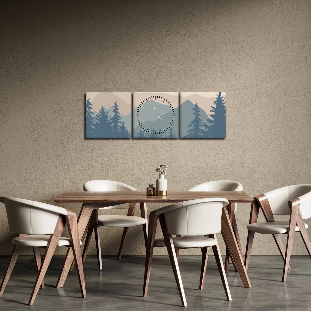 Kép - Türkiz hegység N⁰2 (órával) (90x30 cm)