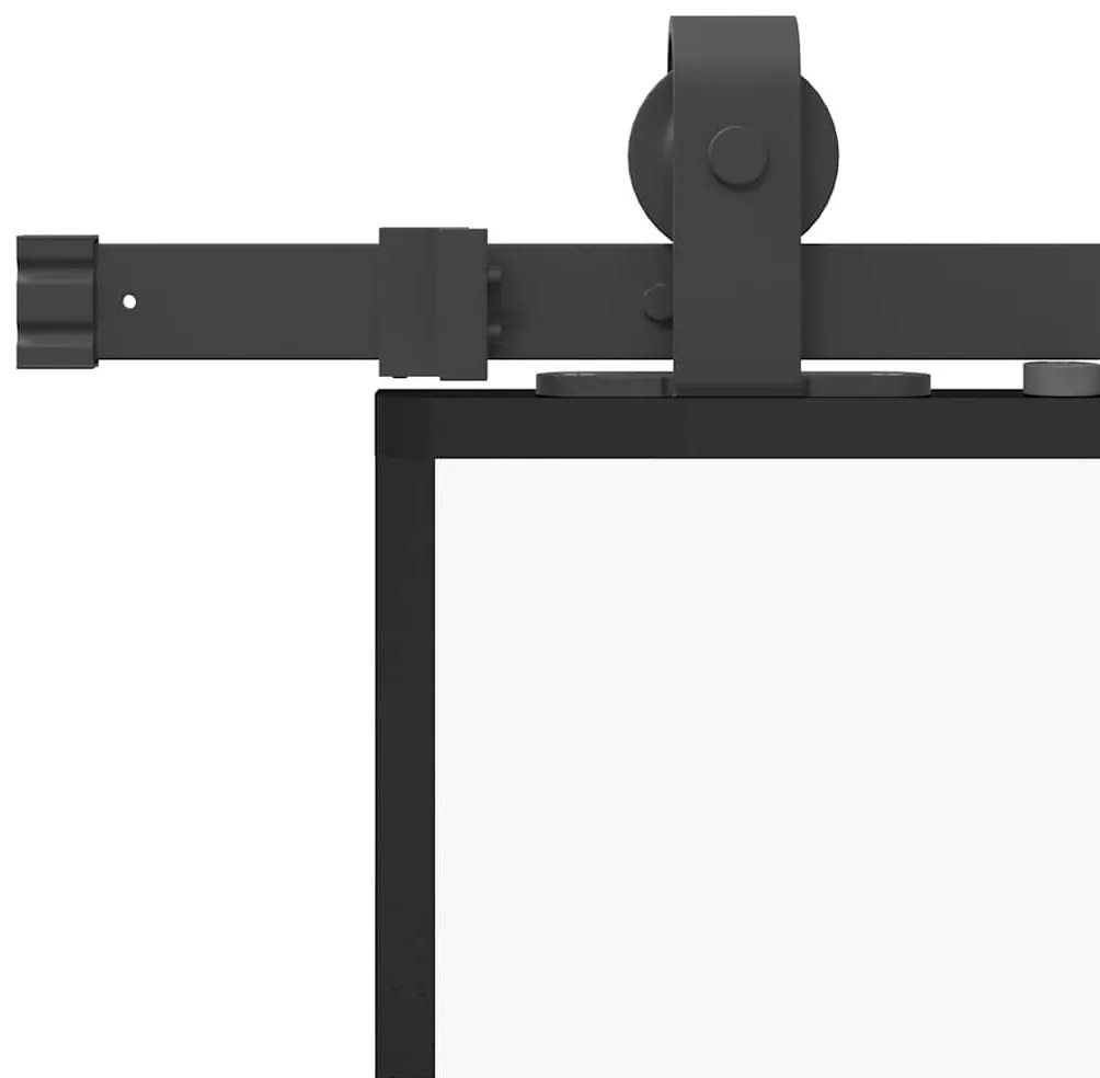 fekete ESG üveg tolóajtó fémszerelvény-szettel 102,5x205 cm