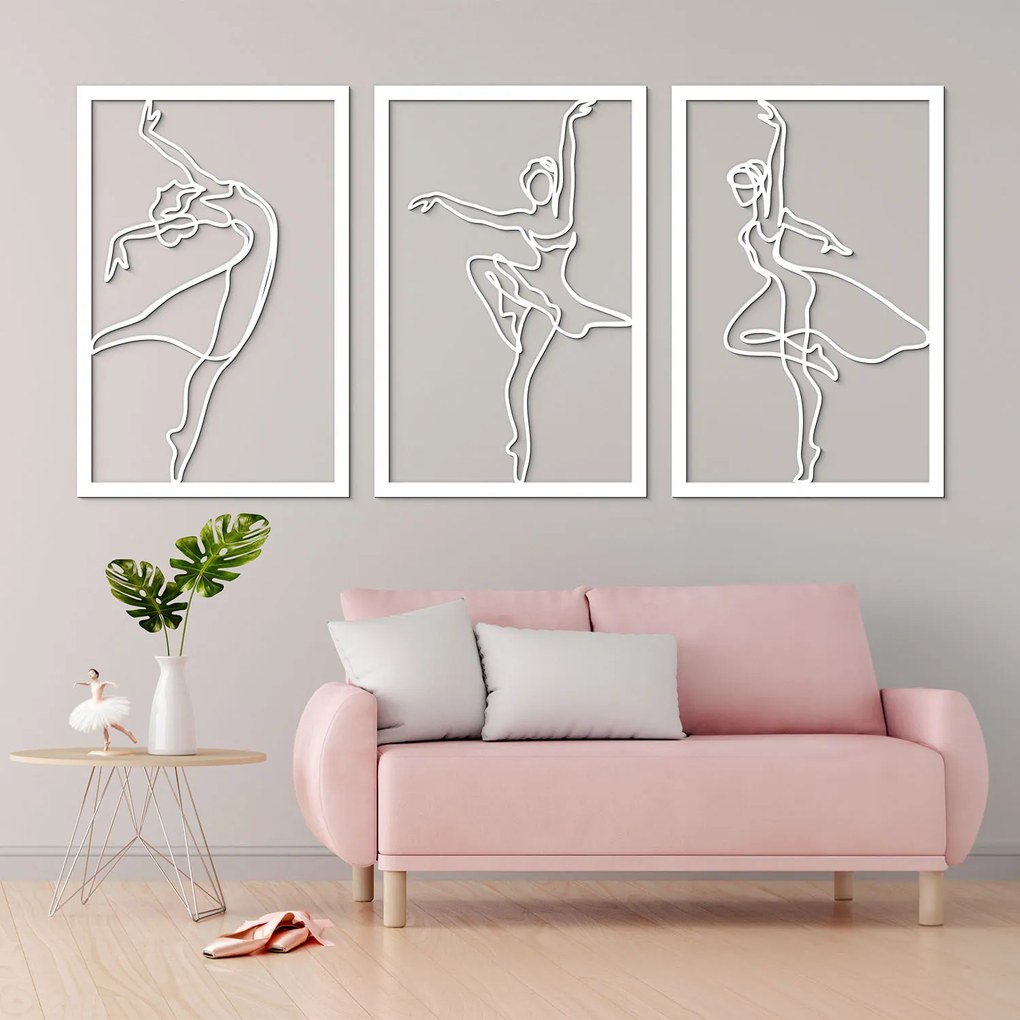 DUBLEZ | 3 részes fa falikép - Balett táncosok
