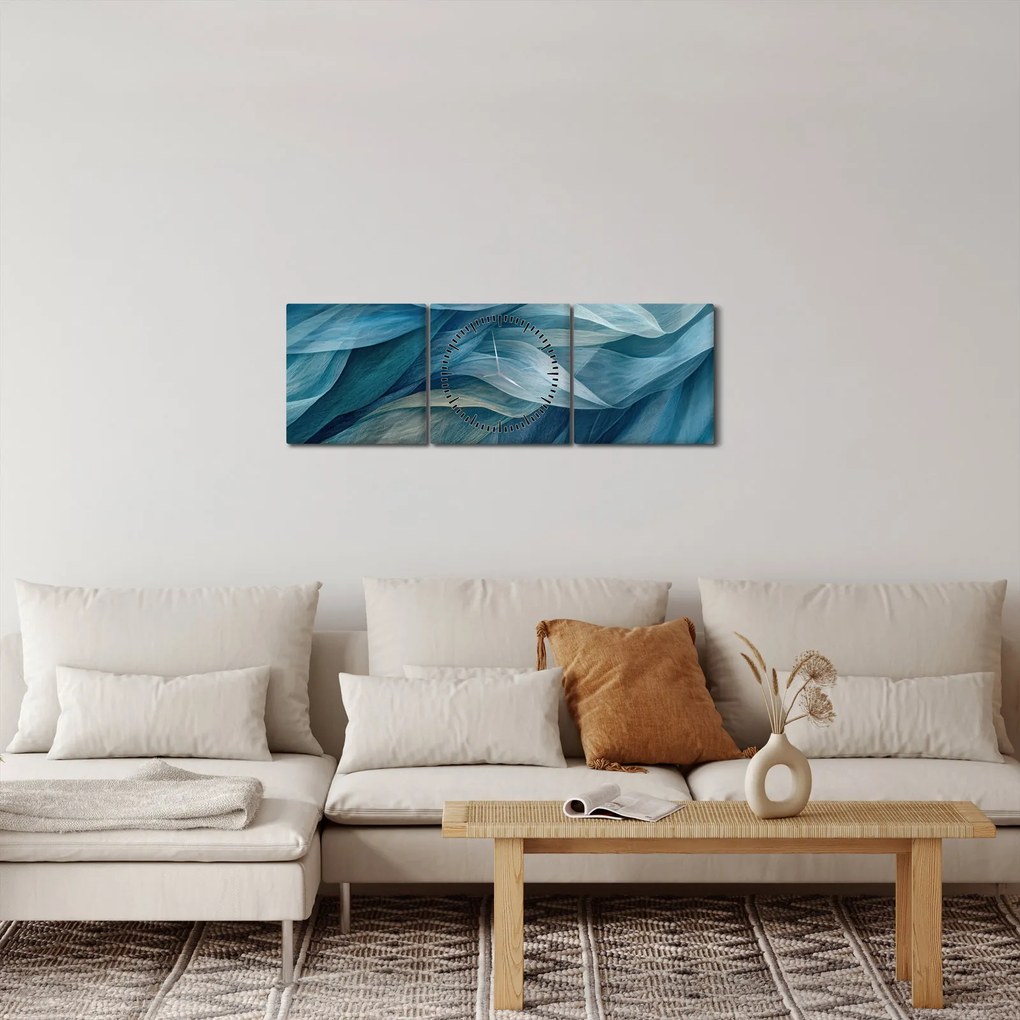 Kép - Kék és fehér fodrok (órával) (90x30 cm)
