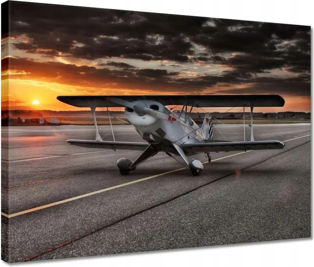 Vászonkép 40x30 Repülőgép naplemente