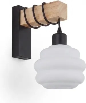 Brilagi - Fali lámpa WOOD GLASS 1xE27/60W/230V fenyő/fekete/fehér