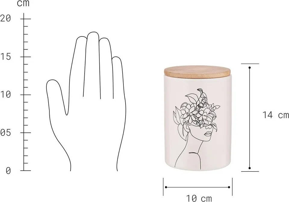 QUEEN IT tárolódoboz bambusz fedéllel 700ml, Line Art