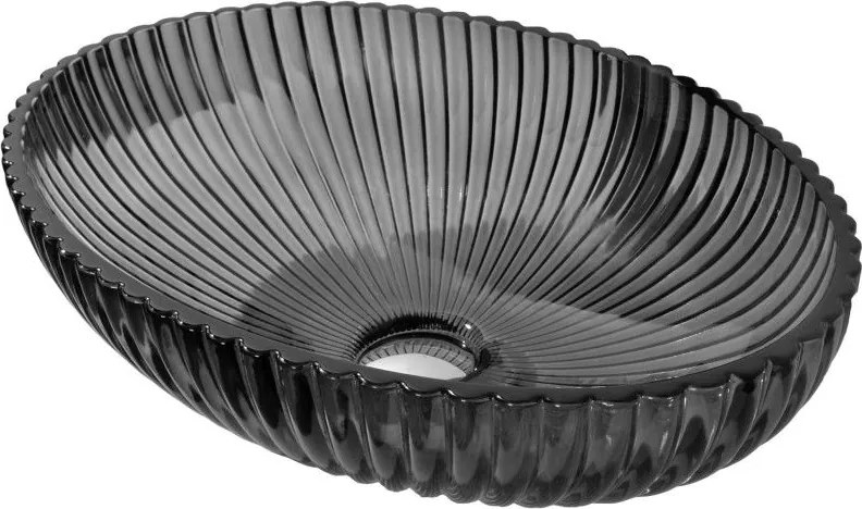 Mexen Zira üvegből készült pultra szerelhető mosdókagyló 53 x 35 cm, fekete - 24175370