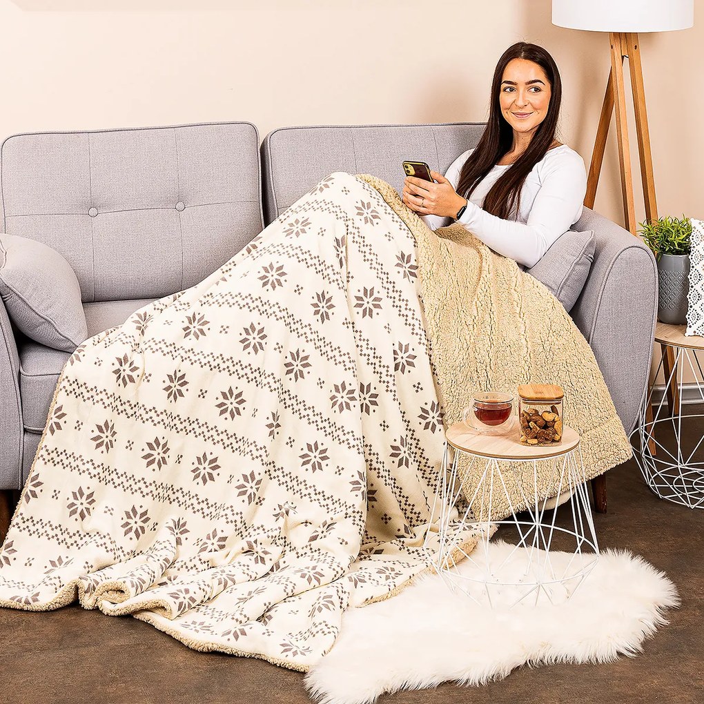 4Home Nordic gyapjú hatású pléd bézs, 150 x 200 cm