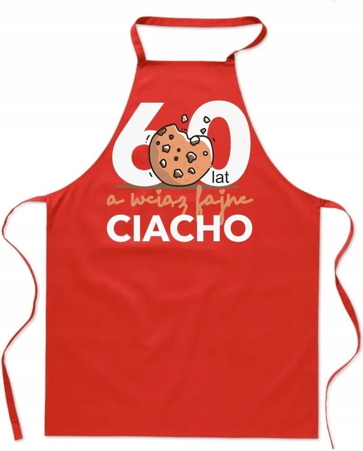 Konyhai Kötény piros Születésnap 60 év Sütemény férfi ajándék FA_468_cw