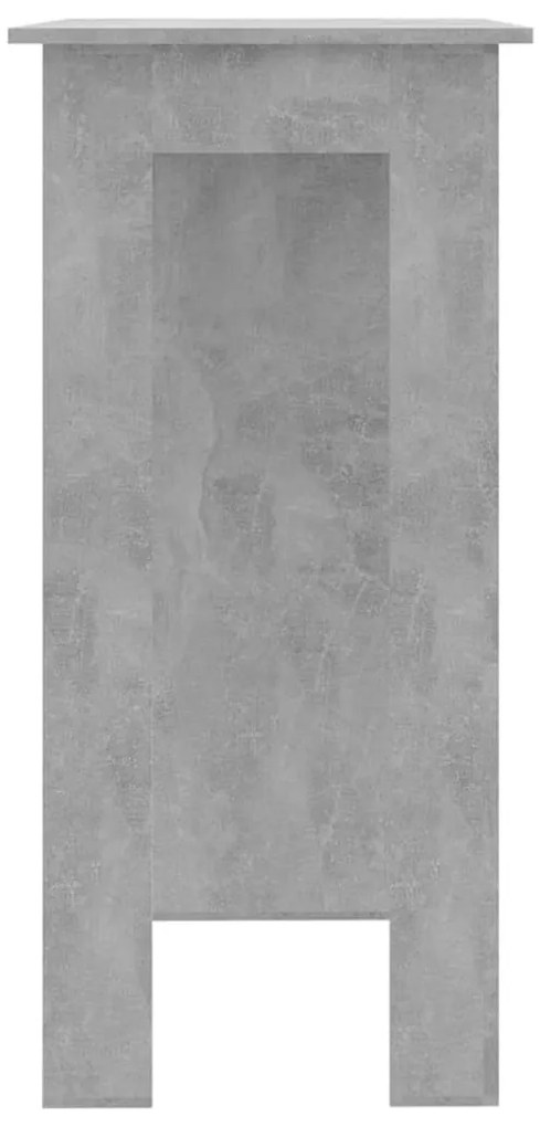 Betonszürke szerelt fa bárasztal polccal 102 x 50 x 103,5 cm