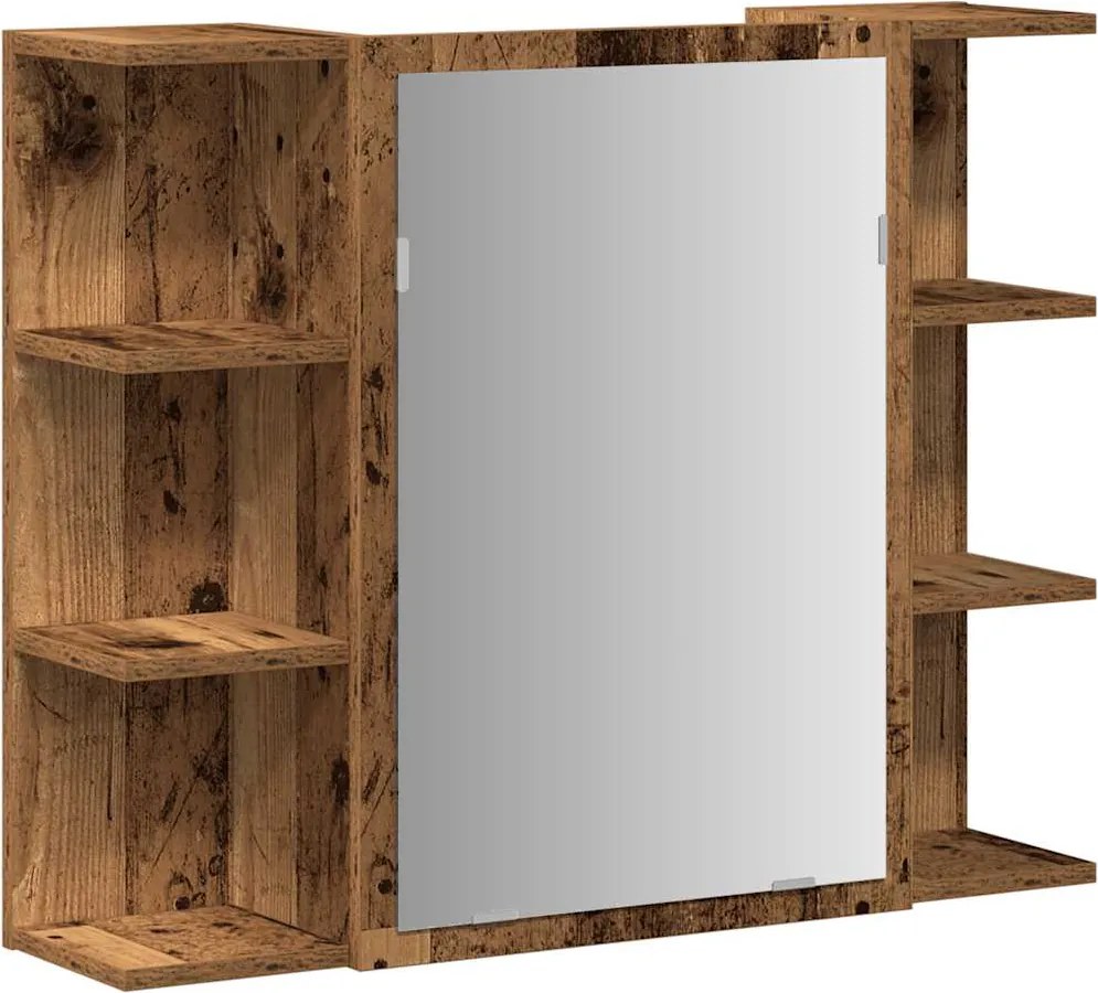 vidaXL Fürdőszoba tükörszekrény régi fa 80x20,5x64 cm Gépelt fa