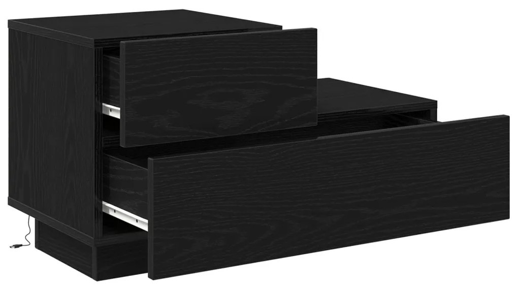 éjjeli szekrény LED világítással fekete tölgy 70 x 36 x 40.5 cm