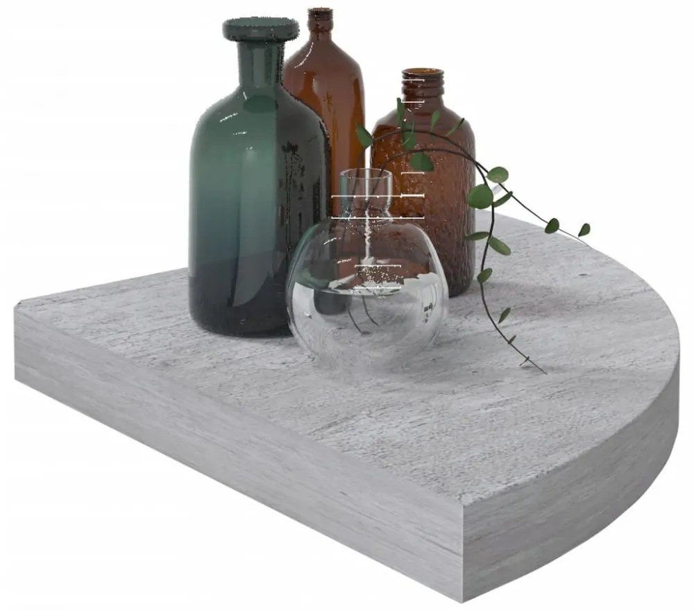 2 db betonszürke MDF fali sarokpolc 35 x 35 x 3,8 cm