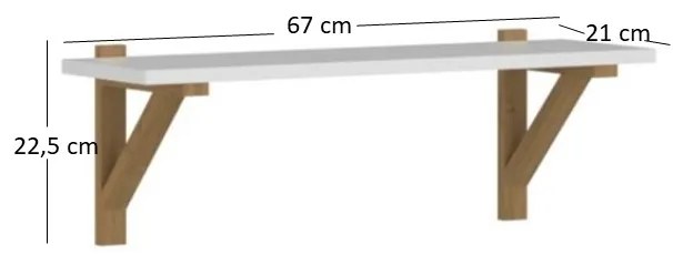 Polc 65 cm Nickole (fehér + kőtölgy). 1053090