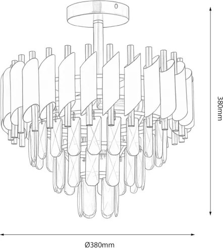 Felületre szerelhető CRISTAL 5xE14/10W/230V Ø 38 cm fekete/arany