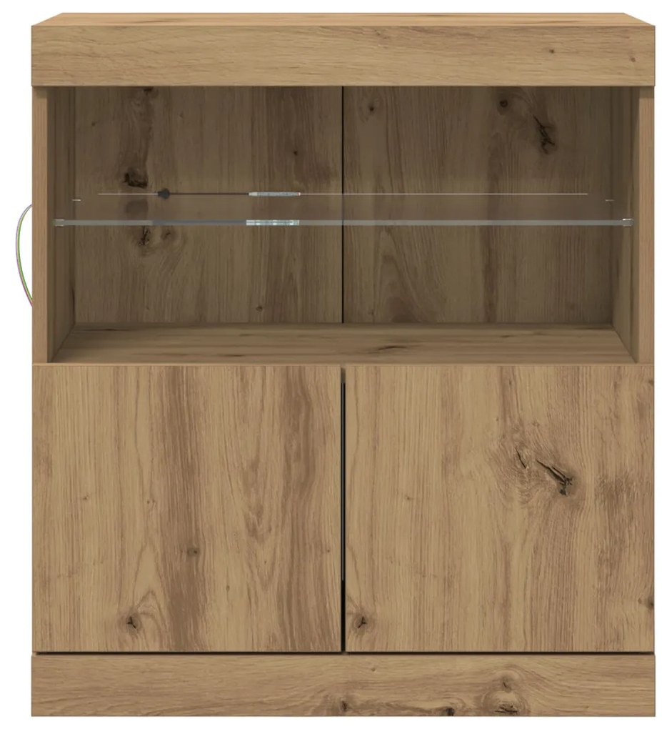 LED világításos oldalszekrény, Mesteri tölgy 60x37x67 cm