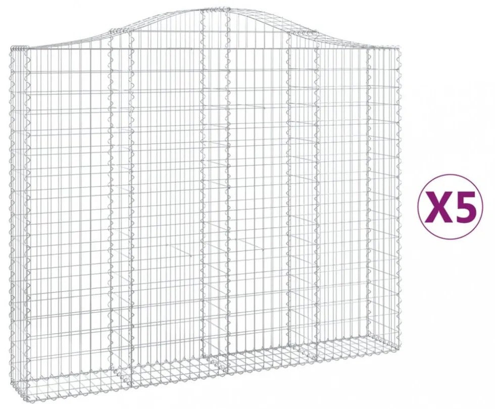 5 db íves horganyzott vas gabion kosár 200x30x160/180 cm