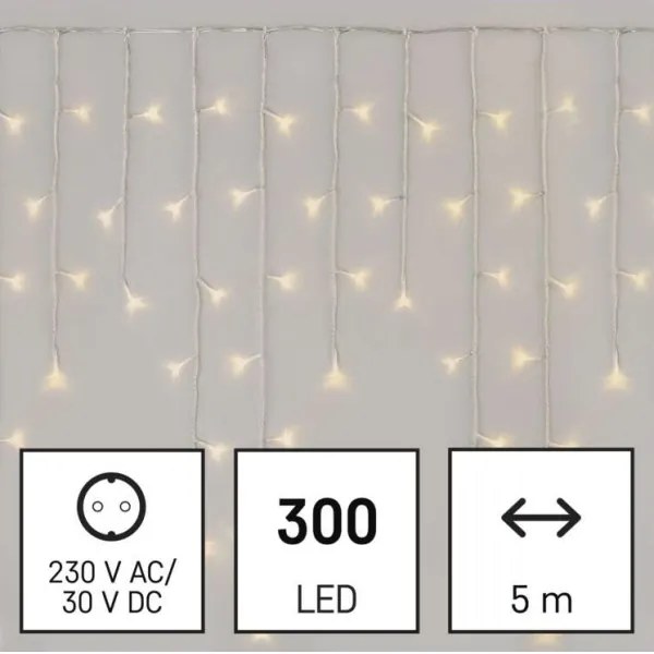 LED Karácsonyi kültéri lánc 300xLED/8 mód 10m IP44 meleg fehér + távirányító