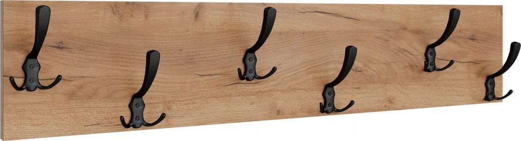 Loft akasztó 100cm Tölgy Craft Arany 6 fogantyú Fekete Modern Ruhatartó