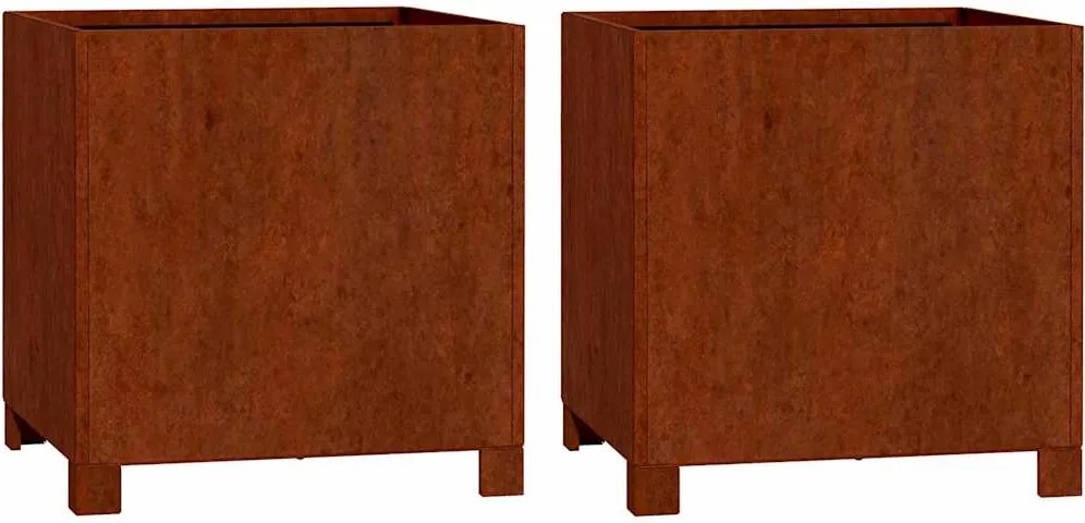 vidaXL 2 db rozsda színű corten acél növénytartó lábbal 40x40x40 cm