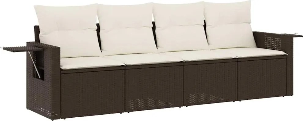 vidaXL 4 részes barna polyrattan kerti ülőgarnitúra párnákkal