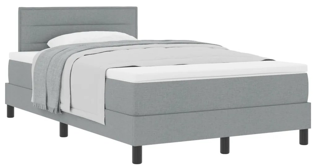 Box Spring Ágy Matraccal Világosszürke 120x200 cm Szövet