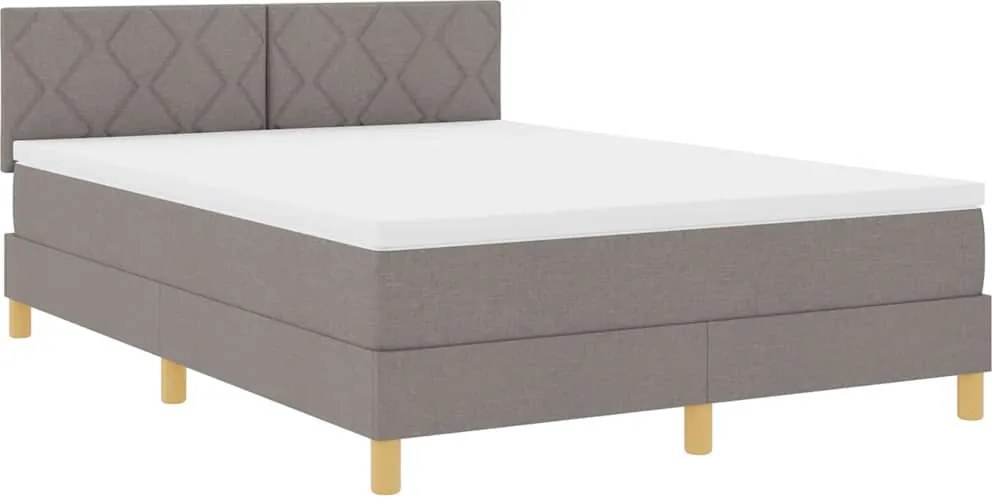 vidaXL LED Box Spring Ágy matracmal Tópszínű 160 x 200 cm szövet