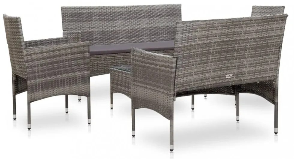 vidaXL 5 részes szürke polyrattan kerti ülőgarnitúra párnákkal
