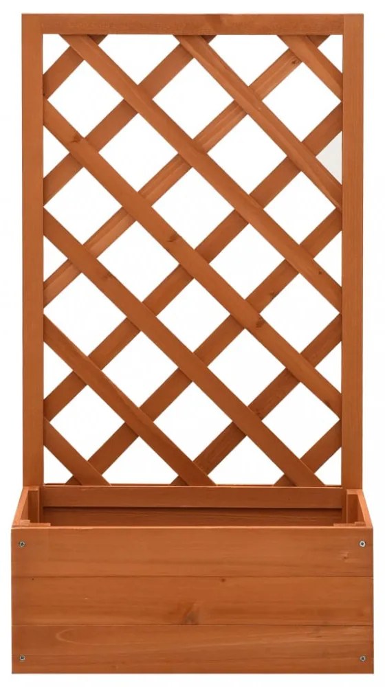 narancssárga tömör fenyőfa rácsos kerti ültetőláda 50x25x90 cm