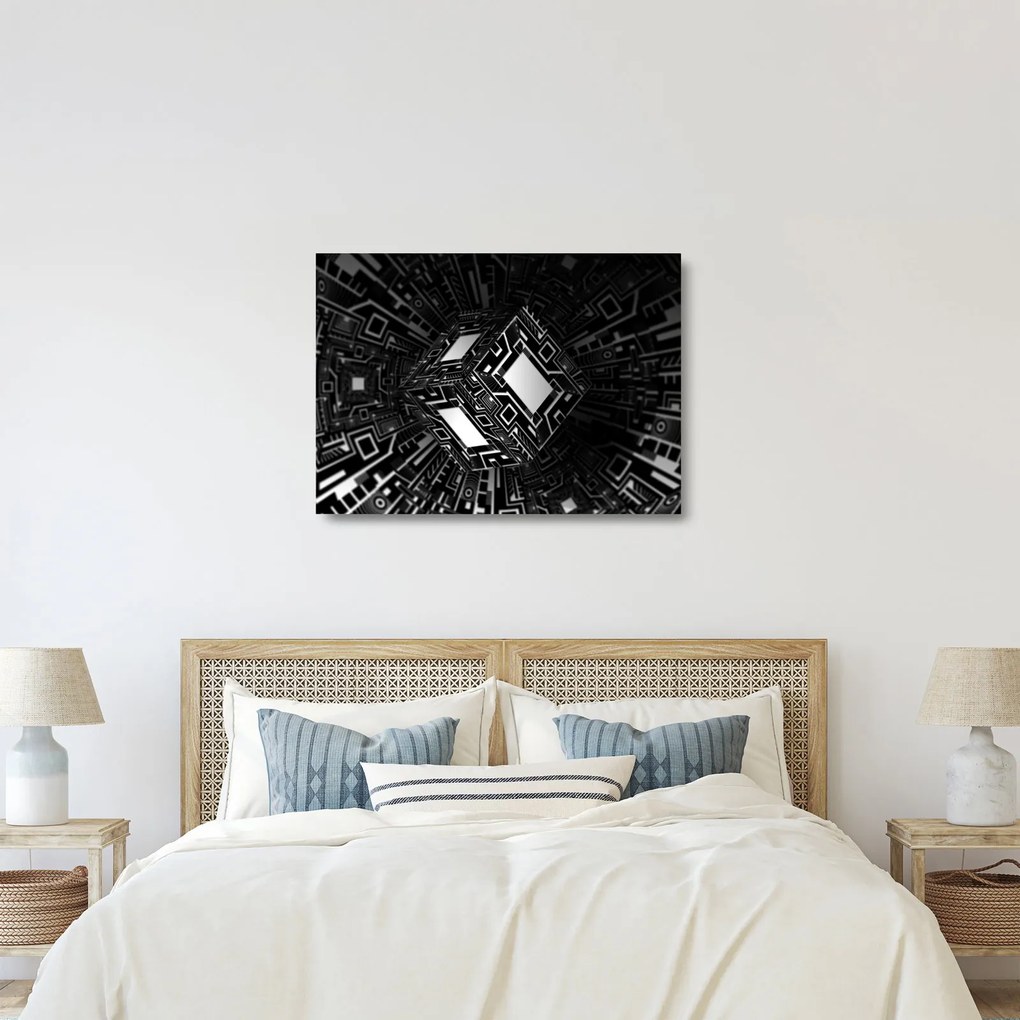 Absztrakt kockák képe (üvegen) (70x50 cm)