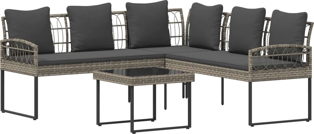 vidaXL Kerti kanapé szett párnával 2 pcs Szürke Poli rattan és acél
