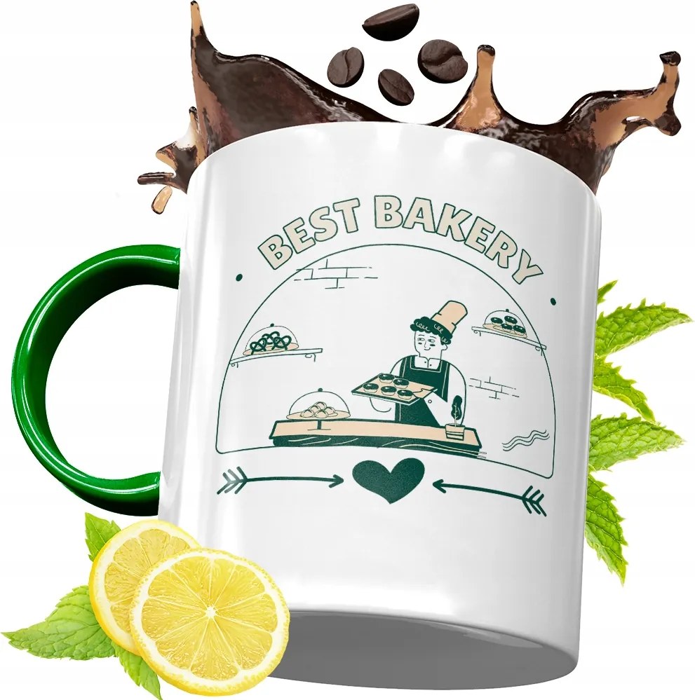 Zöld Bögre Péknek Születésnapi Ajándéknak, fényképes nyomattal