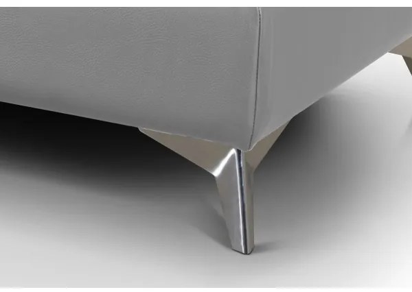 Bőrkárpitos, balos, L-alakú SALERNO II sarokkanapé, szürke