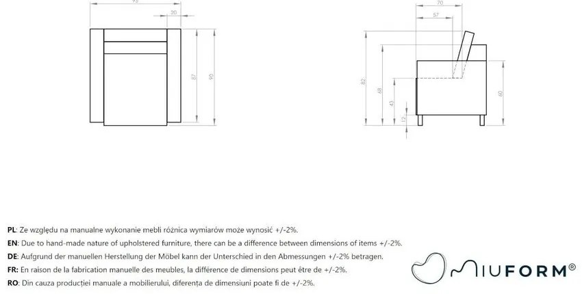 Sötétzöld kordbársony fotel Lofty Lilly – Miuform