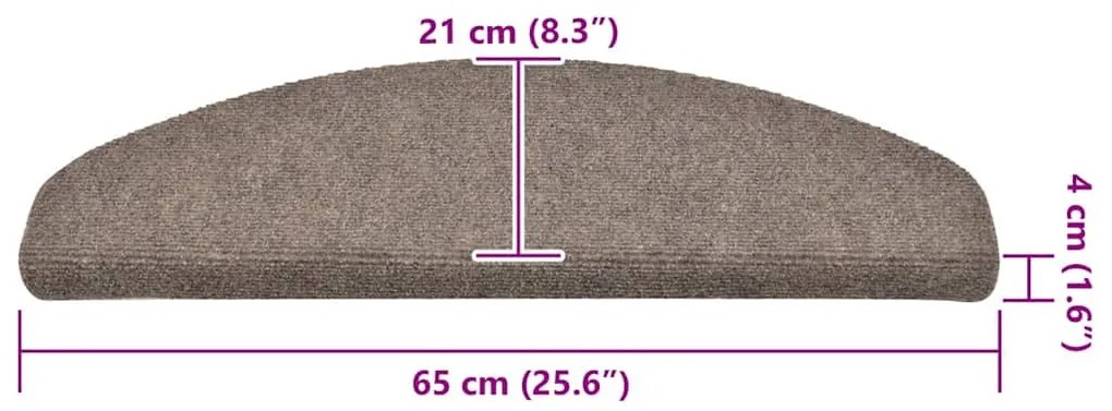 öntapadós lépcsőszőnyegek 30 db 65 x 21 x 4 cm bézs félkör alakú nagy