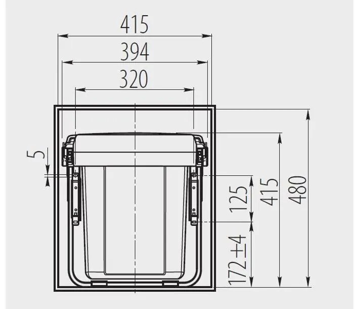 Hulladékgyűjtő GTV Practi Eco 450, szelektív, frontkihúzású, lágy záródás, 2*20 L edénnyel, fedéllel