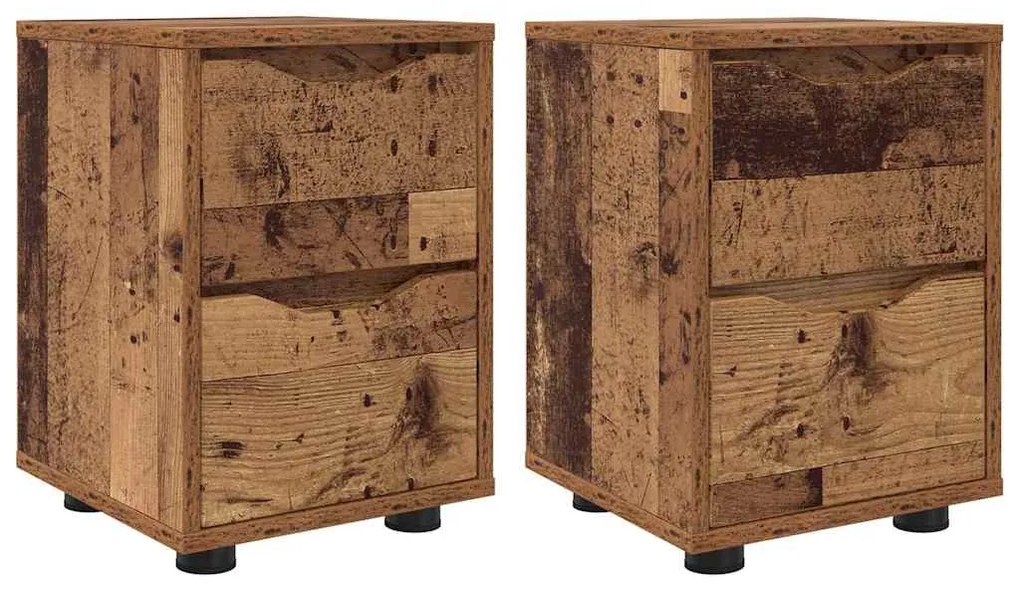 vidaXL Éjjeliszekrények 2 pcs Öreg fa 30,5 x 30 x 43 cm Faanyag