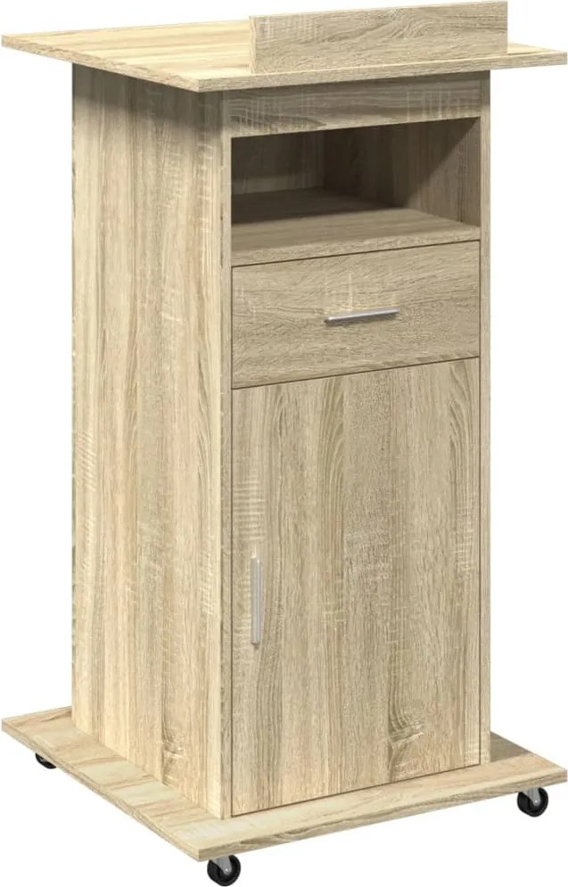 vidaXL sonoma tölgy szerelt fa állópult kerékkel/fiókkal 55x55x107cm