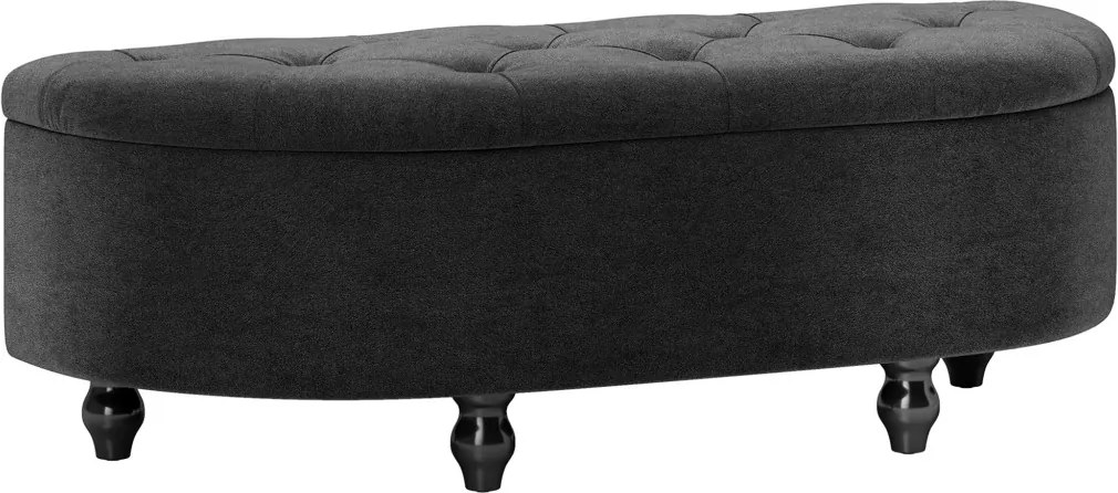 HOMCOM Puff tárolóval, kárpitozott, lágyan záródó fedéllel, bársonyhatású, 120 x 46 x 42 cm, sötétszürke