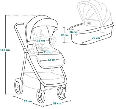 Lionelo - MERIL 2 az 1-ben kombinált babakocsi Beige Sand