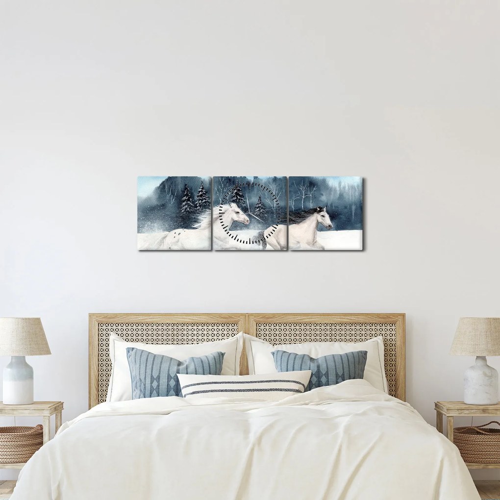 Festett lovak képe (órával) (90x30 cm)