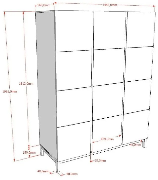 Fehér gyerek ruhásszekrény 149x196x58 cm Eva – Vipack
