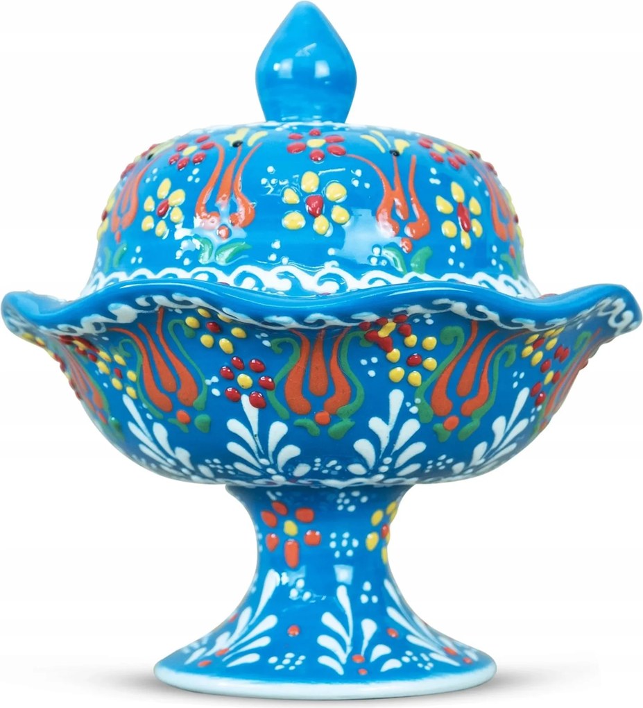 Cukrászda Cukortartó Kézzel Díszített Kerámia Gyönyörű Török Kézműves