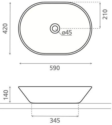 Bathco 4038 - Pulton elhelyezhető mosdó TOULOUSE 59x42 cm porcelán/fehér